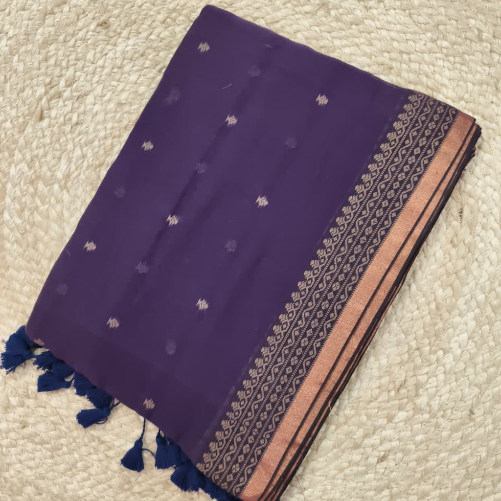 Bengal Cotton Saree- Purple