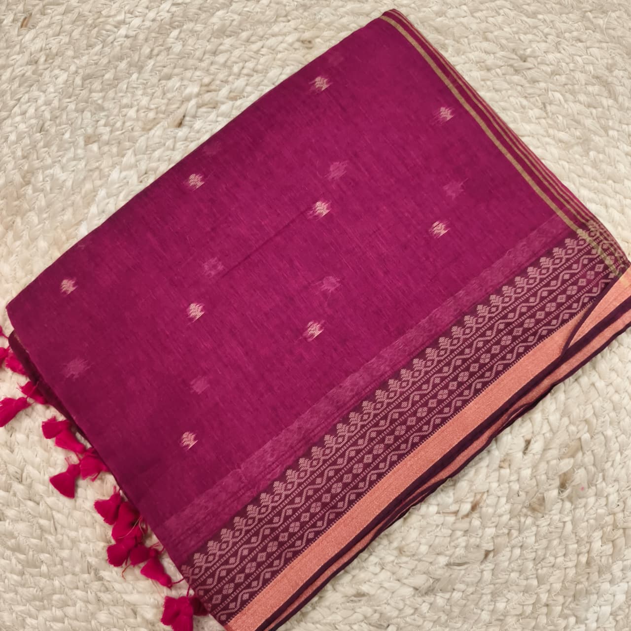 Bengal Cotton Saree- Pink Color