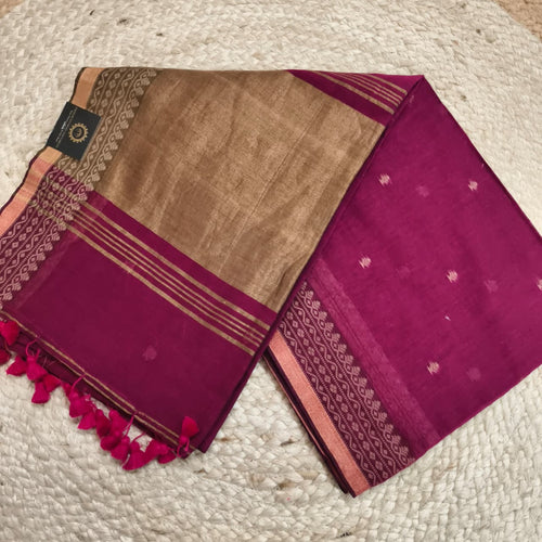 Bengal Cotton Saree- Pink Color