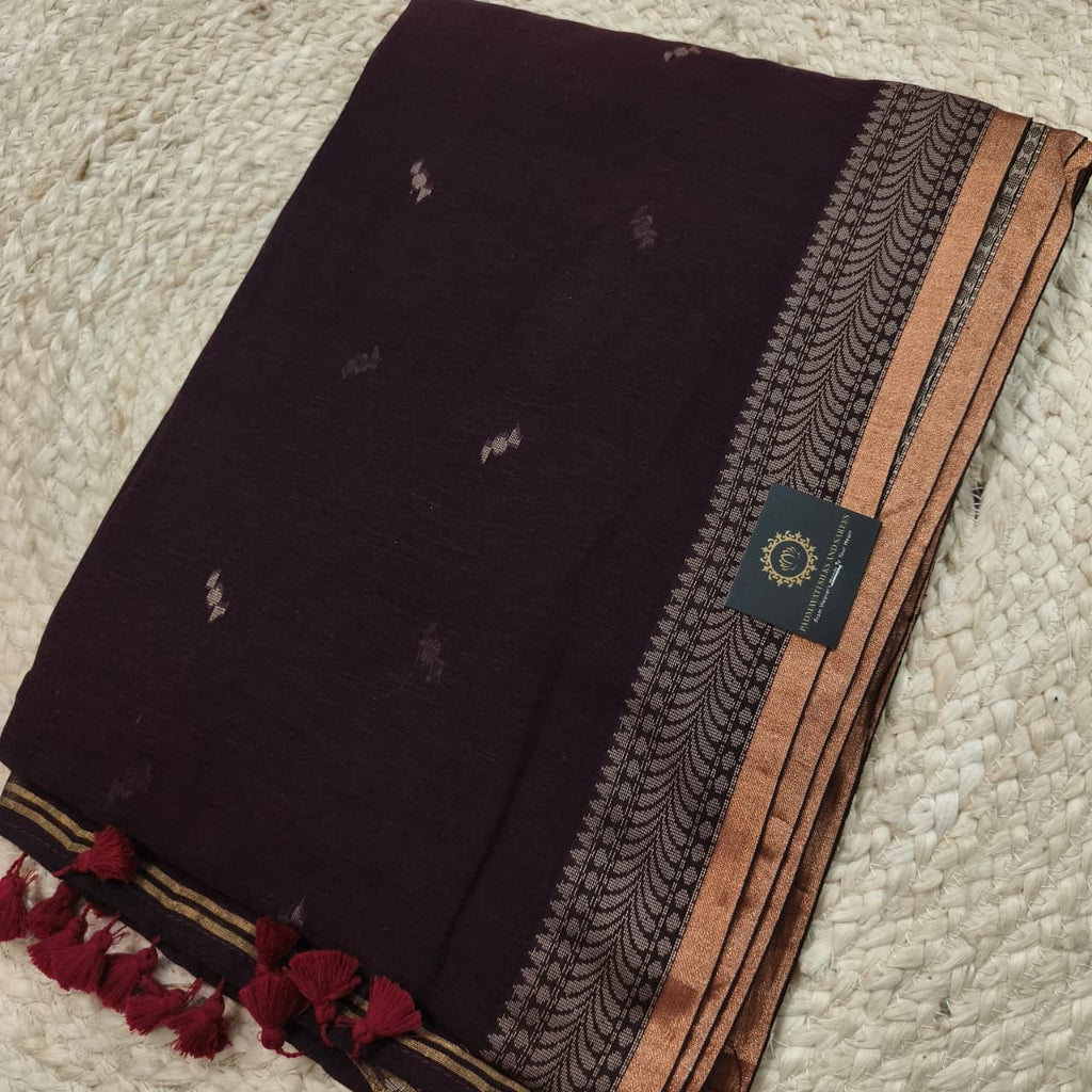 Bengal Cotton Saree- Deep maroon