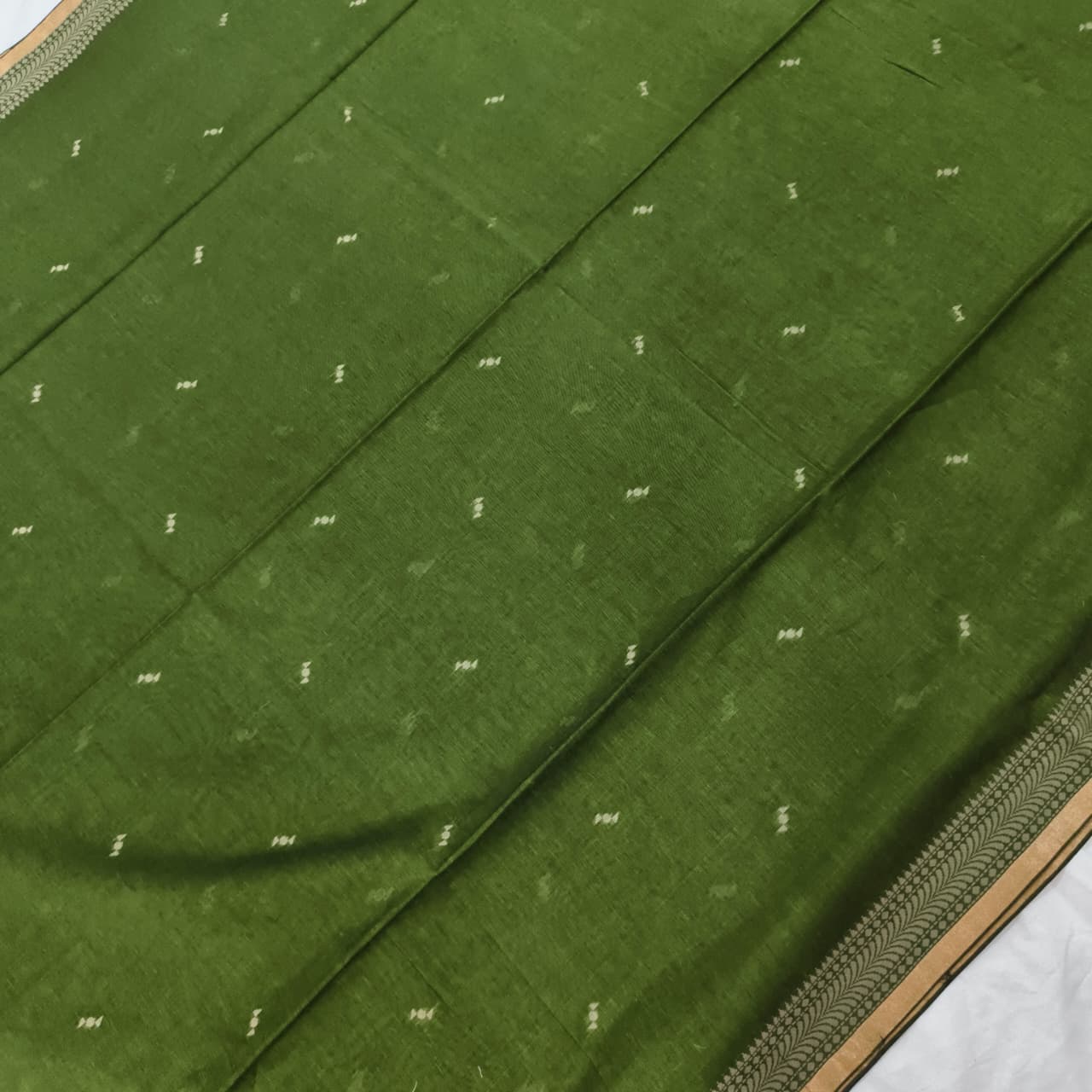 Bengal Cotton Saree- Olive Green