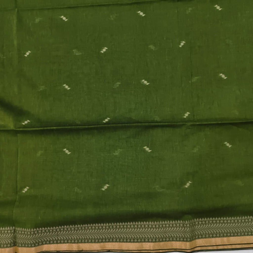Bengal Cotton Saree- Olive Green