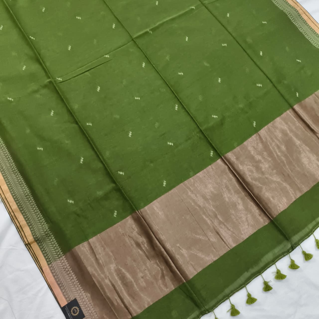Bengal Cotton Saree- Olive Green