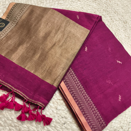 Bengal Cotton Saree- Pink Color