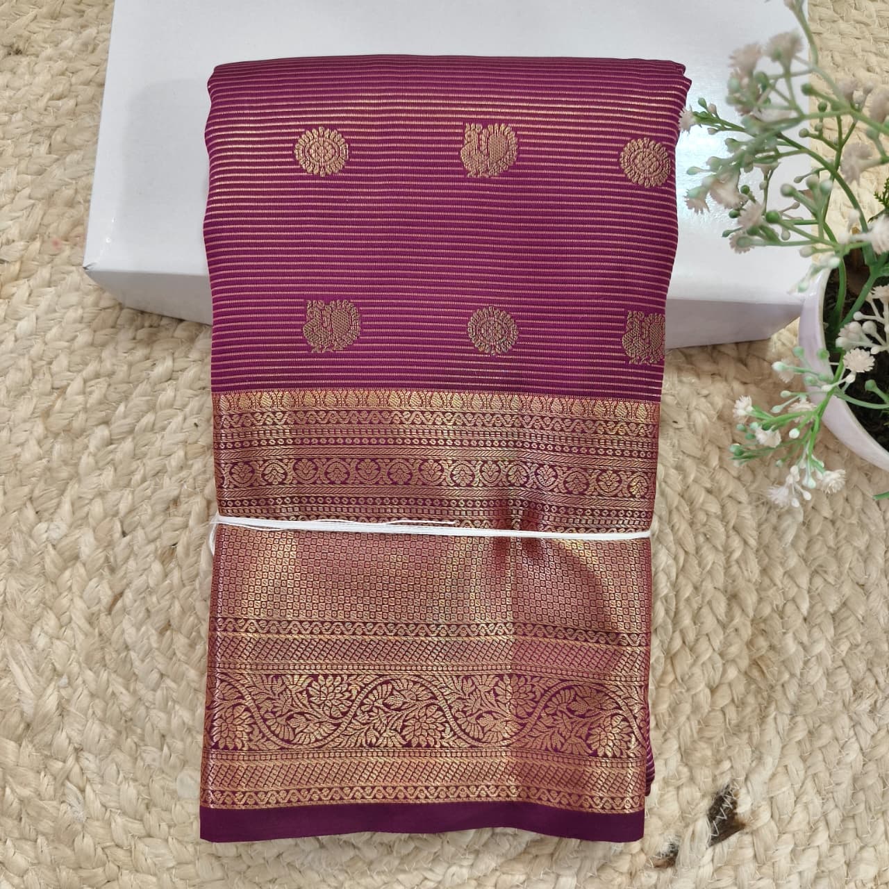 Semi Kanchipuram Silk Saree- Magenta Pink