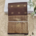 Semi Kanchipuram Silk Saree- Chocolate Brown