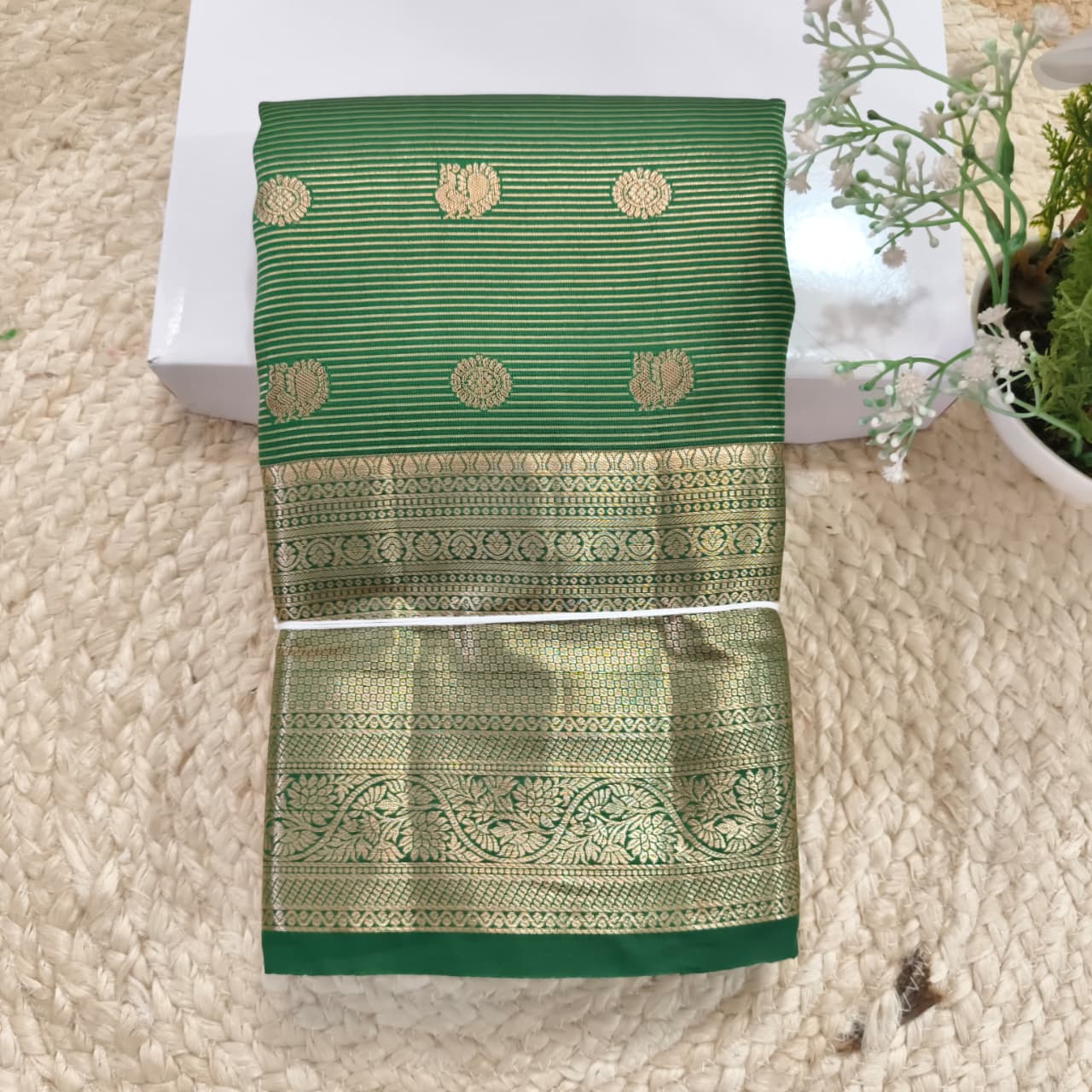 Semi Kanchipuram Silk Saree- Green
