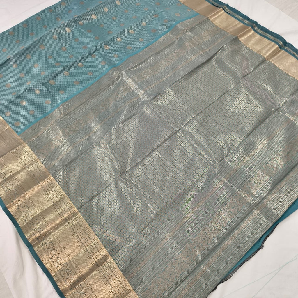 Semi Kanchipuram Silk Saree- Light Teal Blue