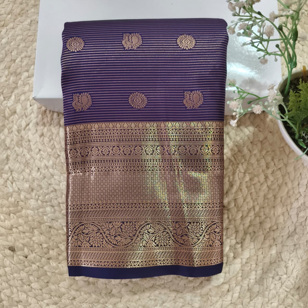 Semi Kanchipuram Silk Saree- Purple