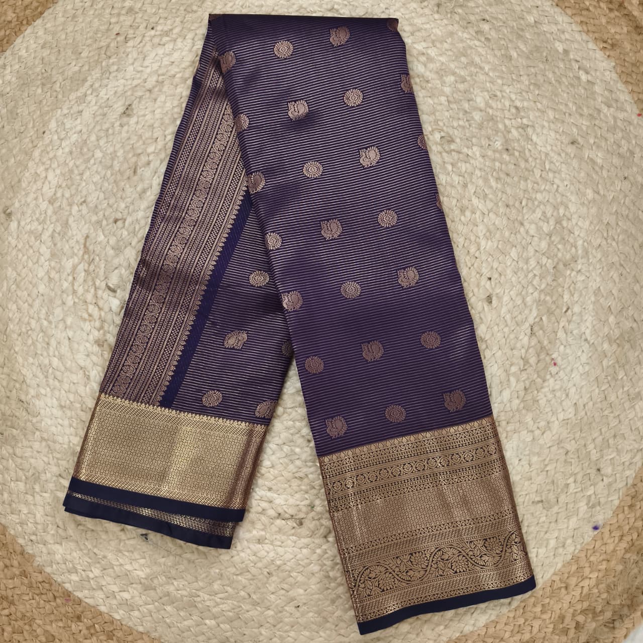 Semi Kanchipuram Silk Saree- Purple