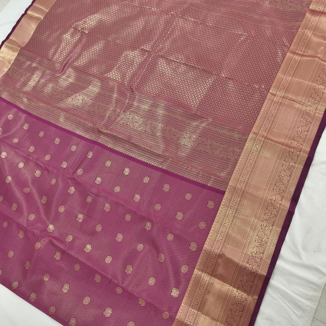 Semi Kanchipuram Silk Saree- Magenta Pink