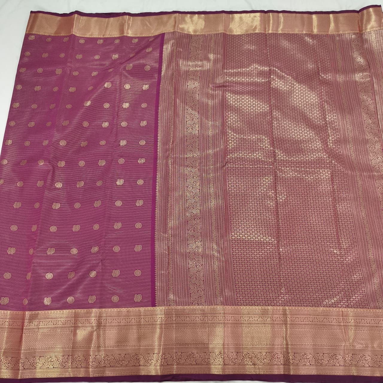 Semi Kanchipuram Silk Saree- Magenta Pink