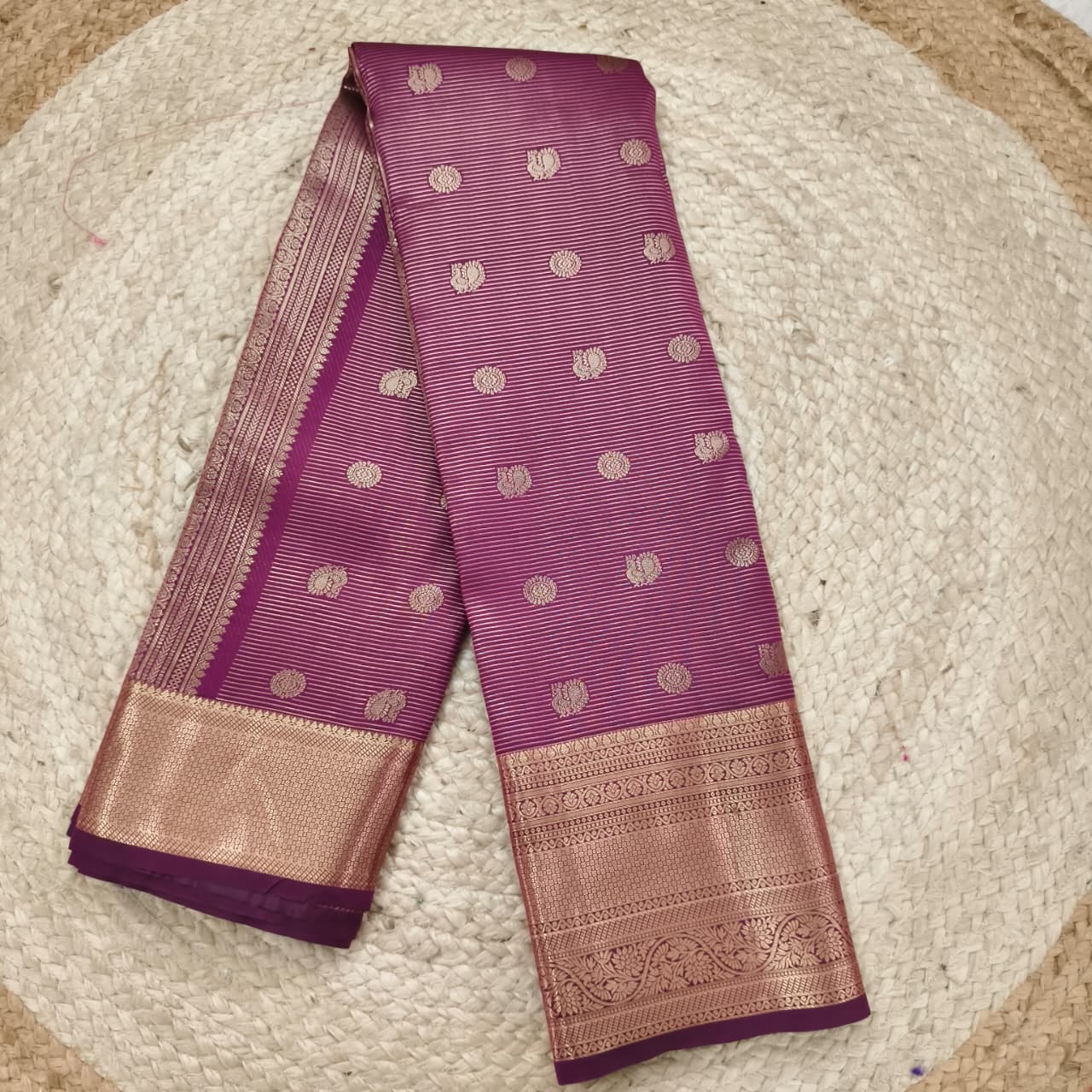 Semi Kanchipuram Silk Saree- Magenta Pink
