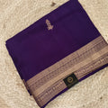 Purple Viscose Saree with Rani Pink Contrast blouse