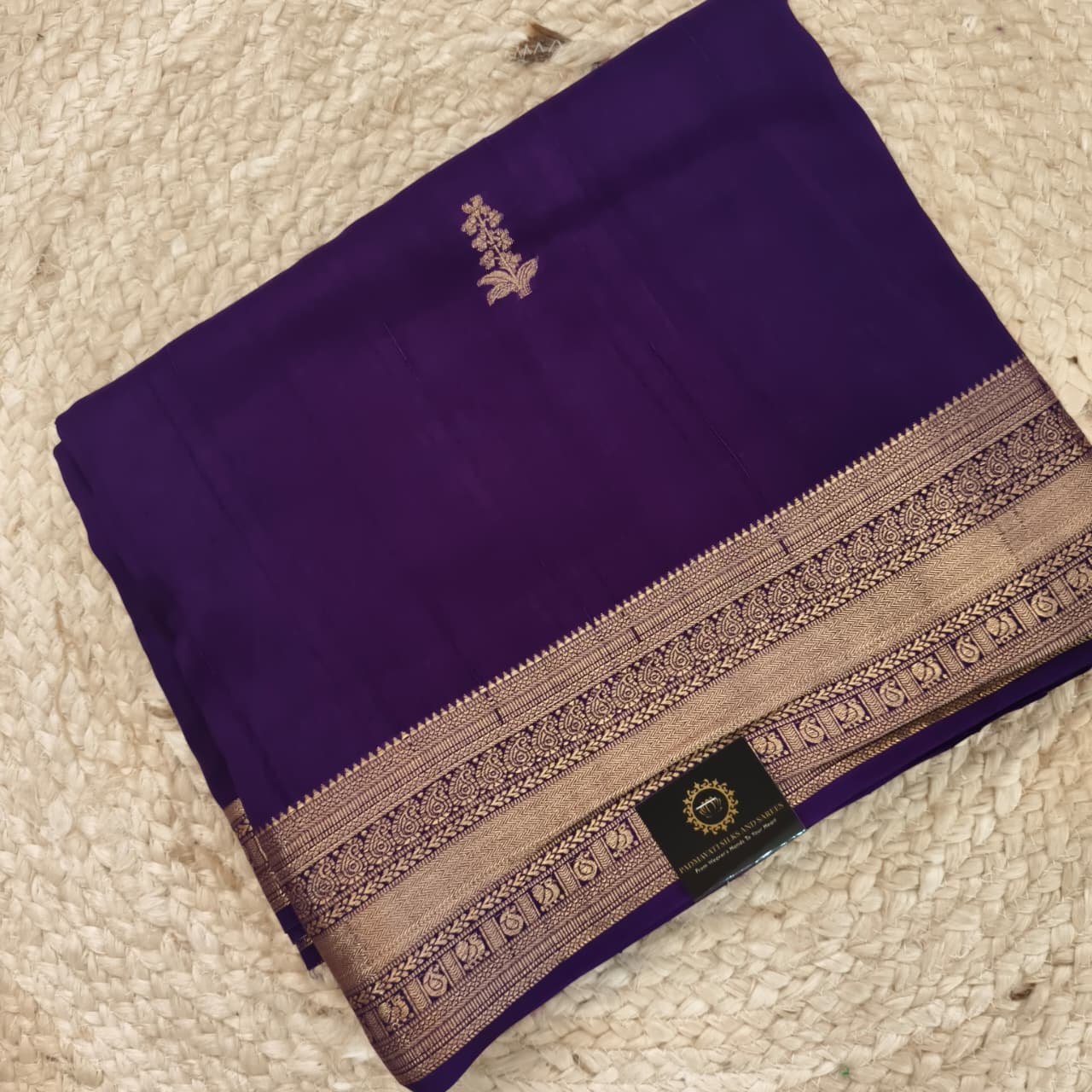 Purple Viscose Saree with Rani Pink Contrast blouse