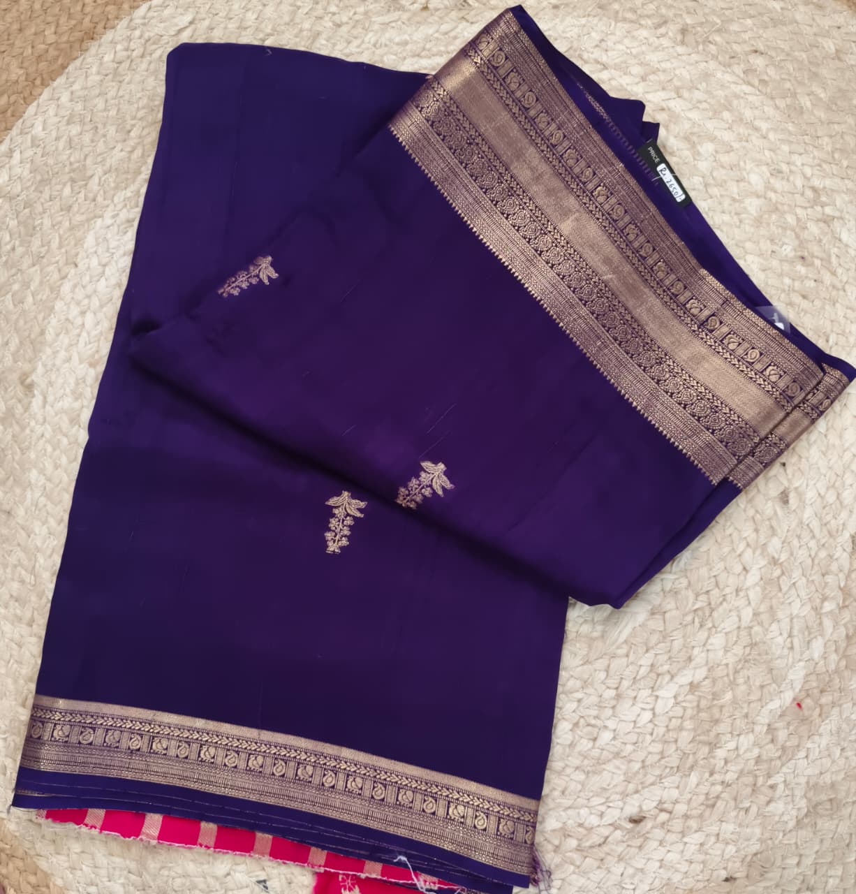 Purple Viscose Saree with Rani Pink Contrast blouse