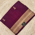 Wine Color Viscose Saree with Yellow Contrast blouse