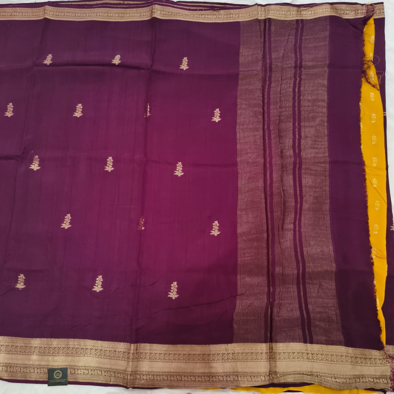 Wine Color Viscose Saree with Yellow Contrast blouse