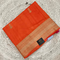 Orange Viscose Saree with Rani Pink Contrast blouse