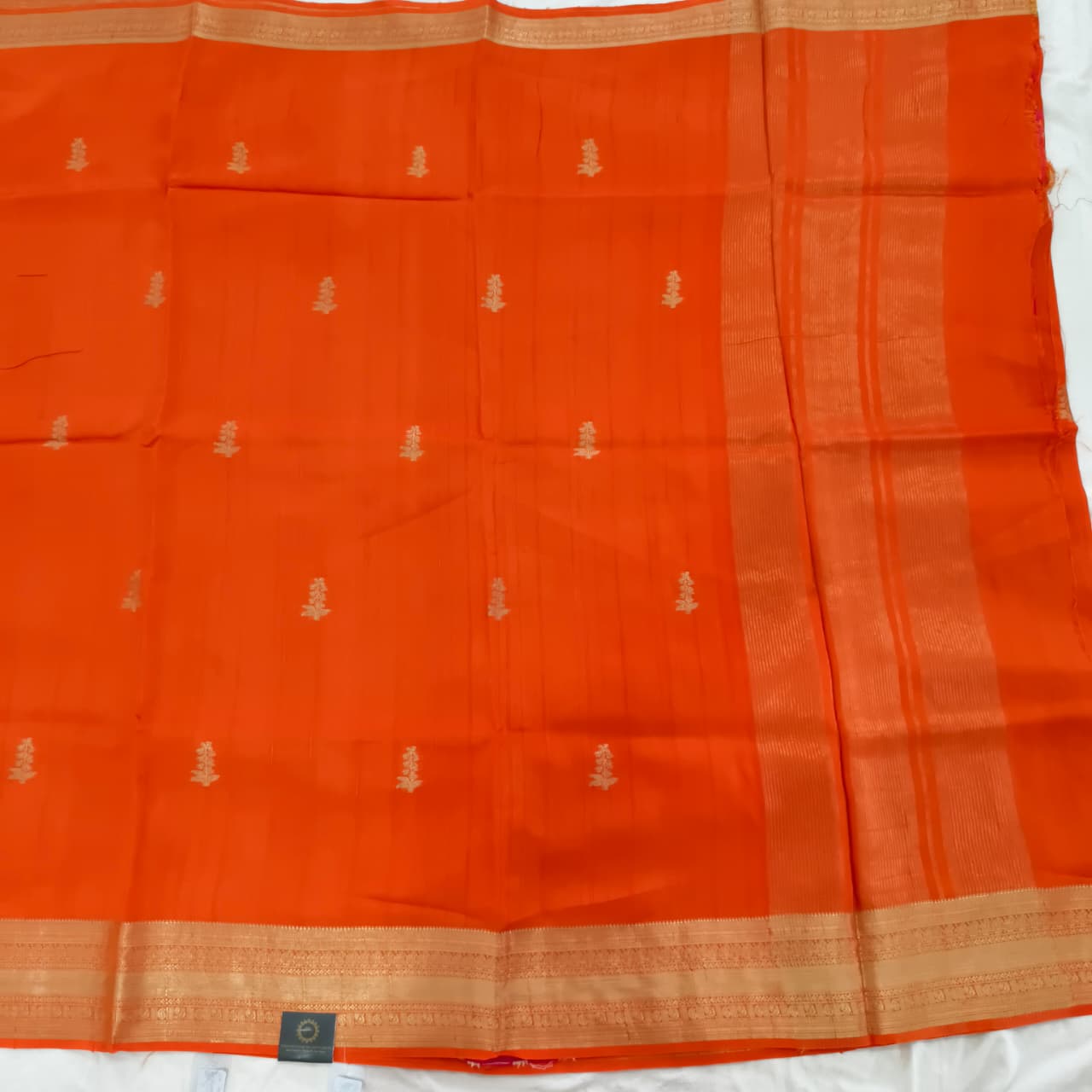 Orange Viscose Saree with Rani Pink Contrast blouse