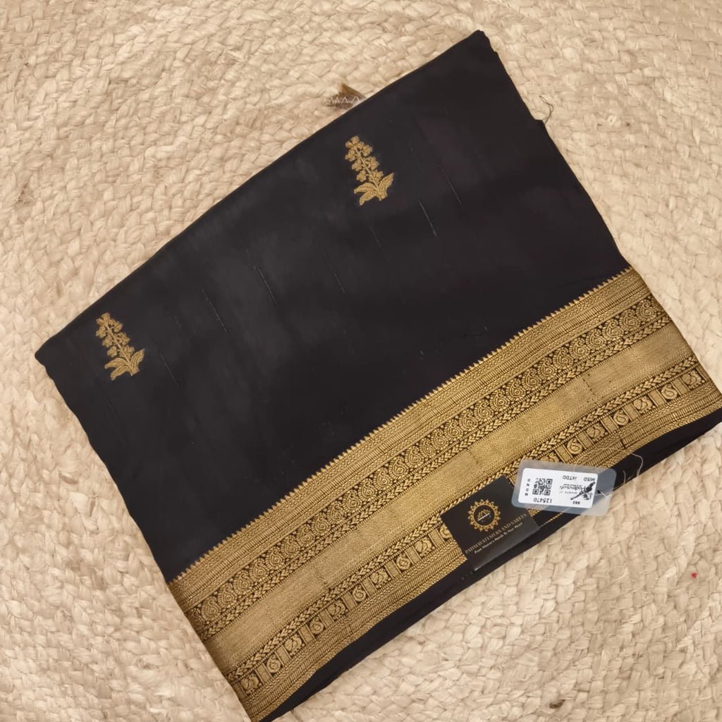 Black Viscose Saree with Red Contrast blouse