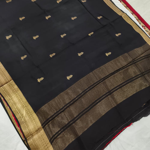 Black Viscose Saree with Red Contrast blouse