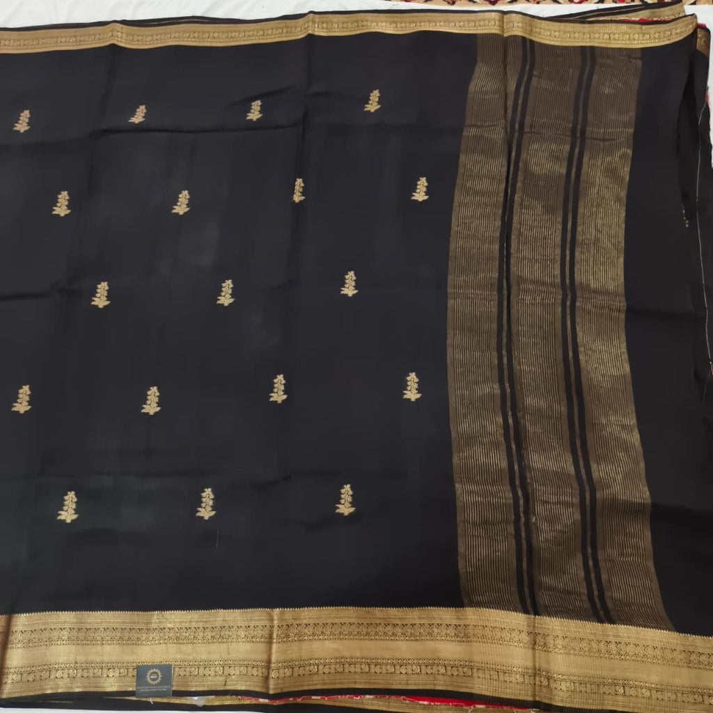 Black Viscose Saree with Red Contrast blouse