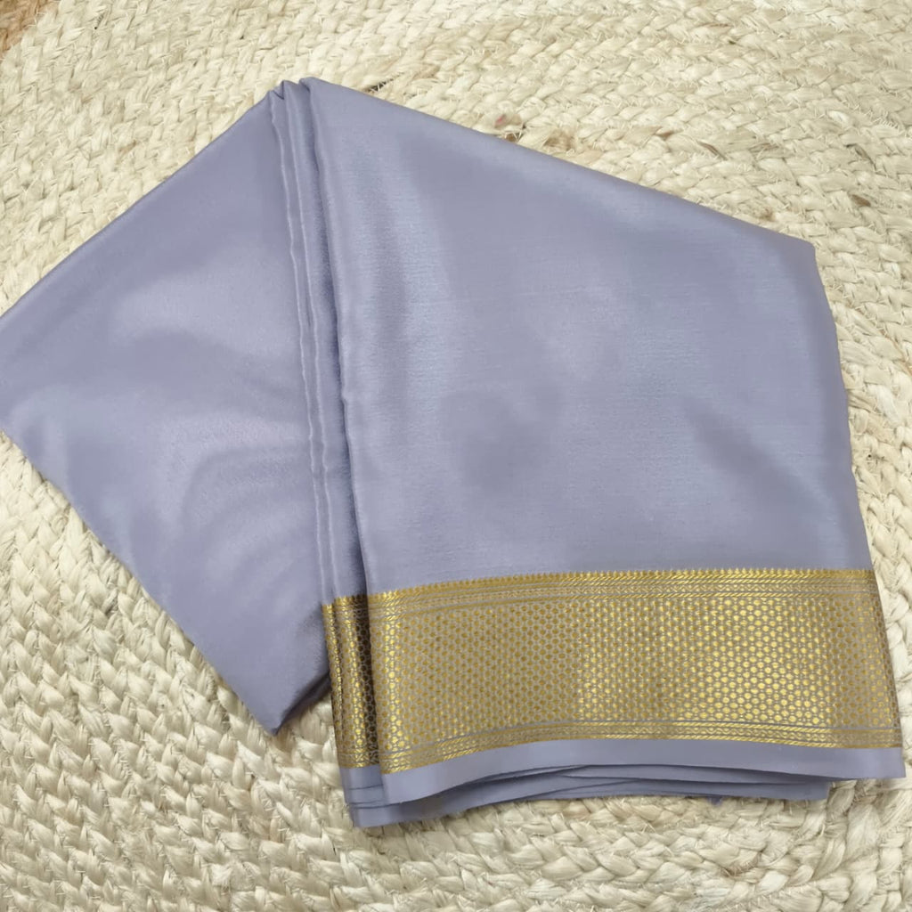 Pure Mysore Crepe Silk Saree – Grey Color (Self)
