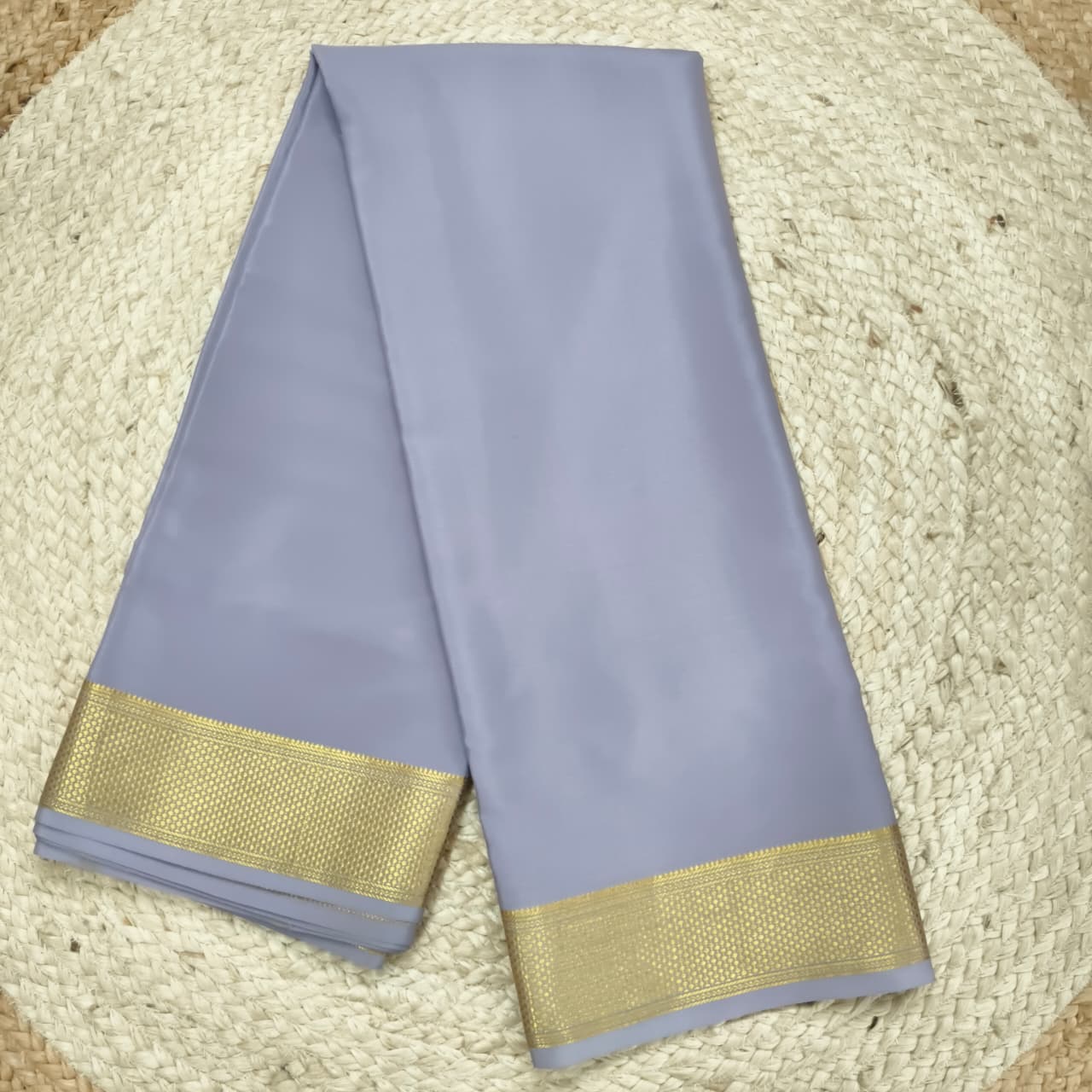 Pure Mysore Crepe Silk Saree – Grey Color (Self)
