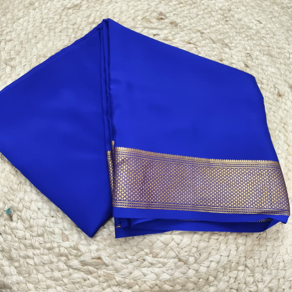 Pure Mysore Crepe Silk Saree – Royal Blue (Self)
