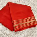 Pure Mysore Crepe Silk Saree – Orange Color (Self)