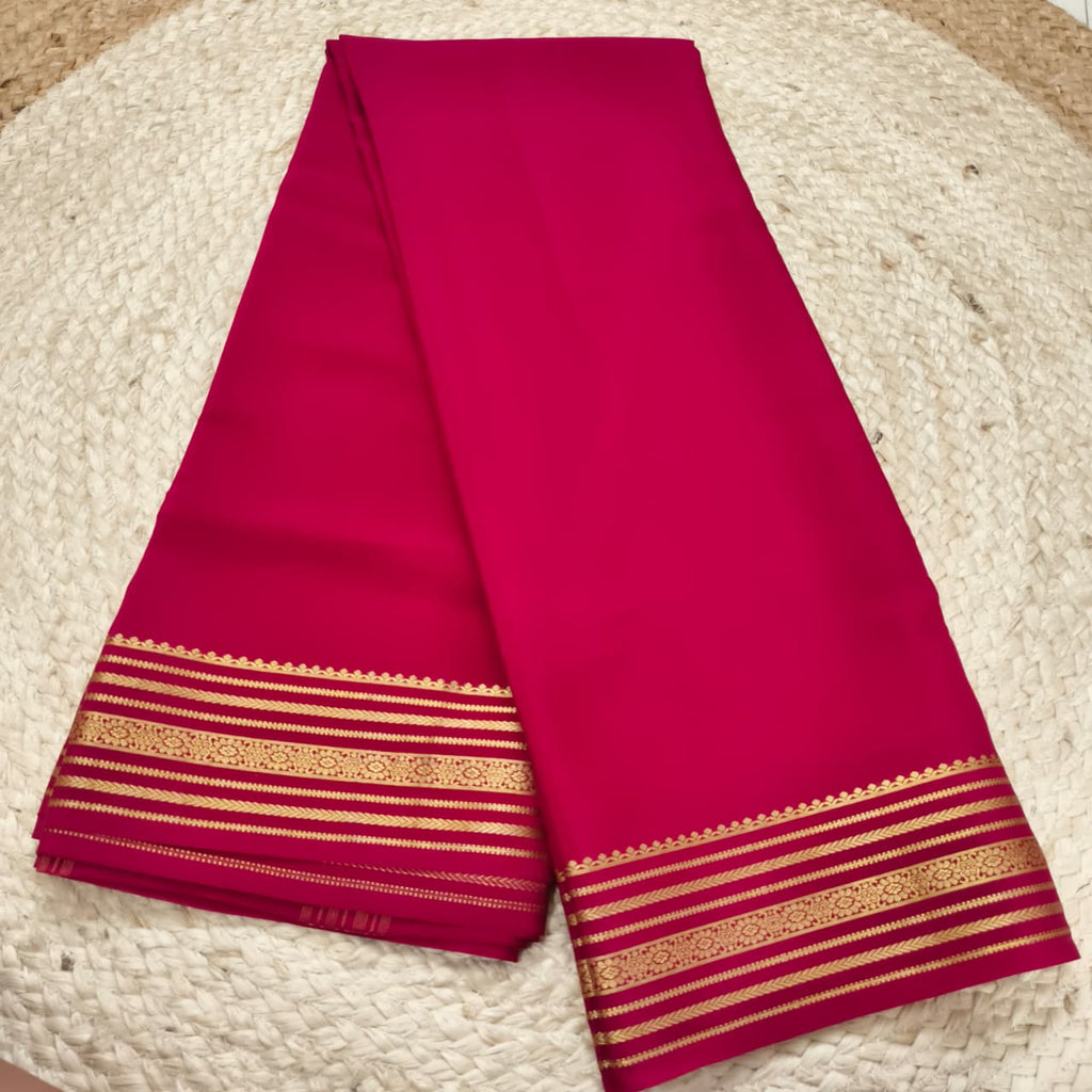 Pure Mysore Crepe Silk Saree – Magenta Pink (Self)