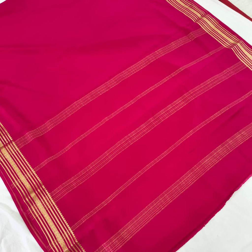 Pure Mysore Crepe Silk Saree – Magenta Pink (Self)