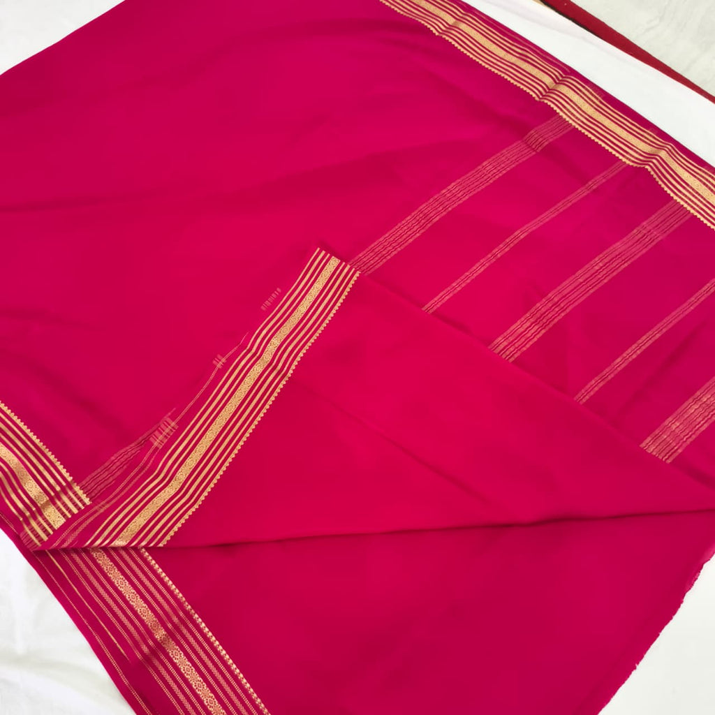 Pure Mysore Crepe Silk Saree – Magenta Pink (Self)
