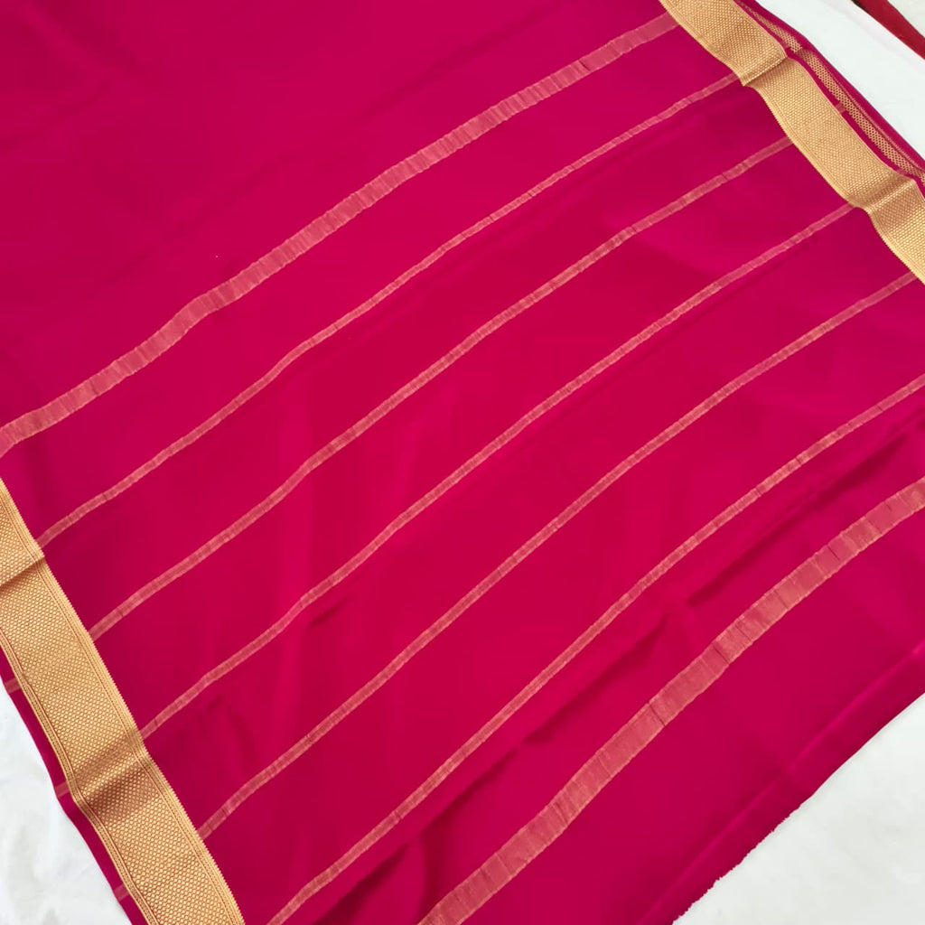Pure Mysore Crepe Silk Saree – Magenta Pink (Self)
