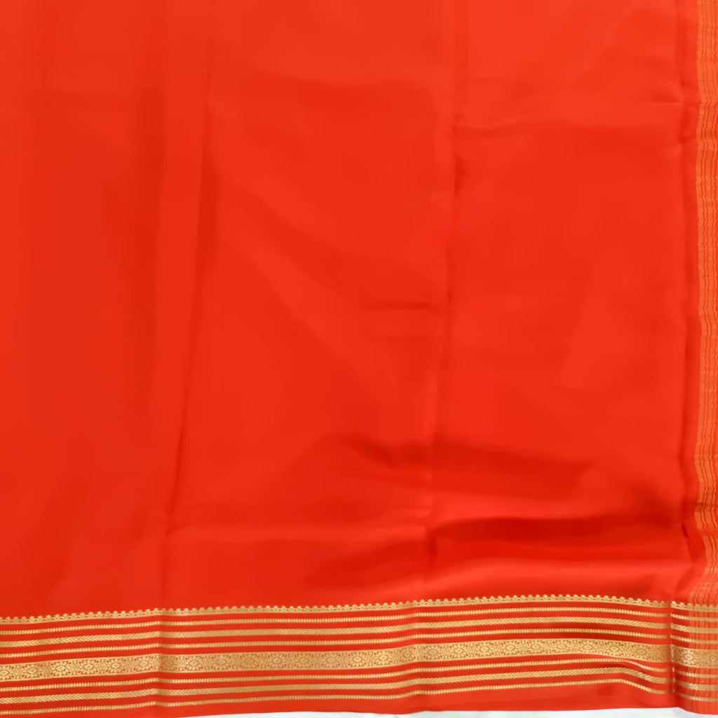 Pure Mysore Crepe Silk Saree – Orange Color (Self)