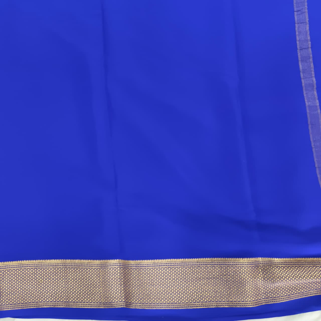 Pure Mysore Crepe Silk Saree – Royal Blue (Self)