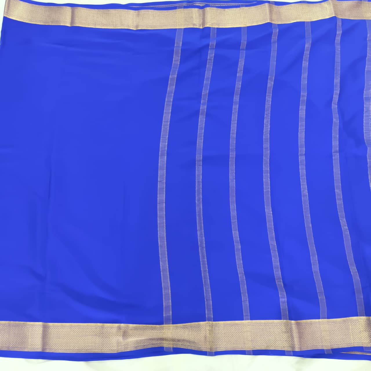 Pure Mysore Crepe Silk Saree – Royal Blue (Self)