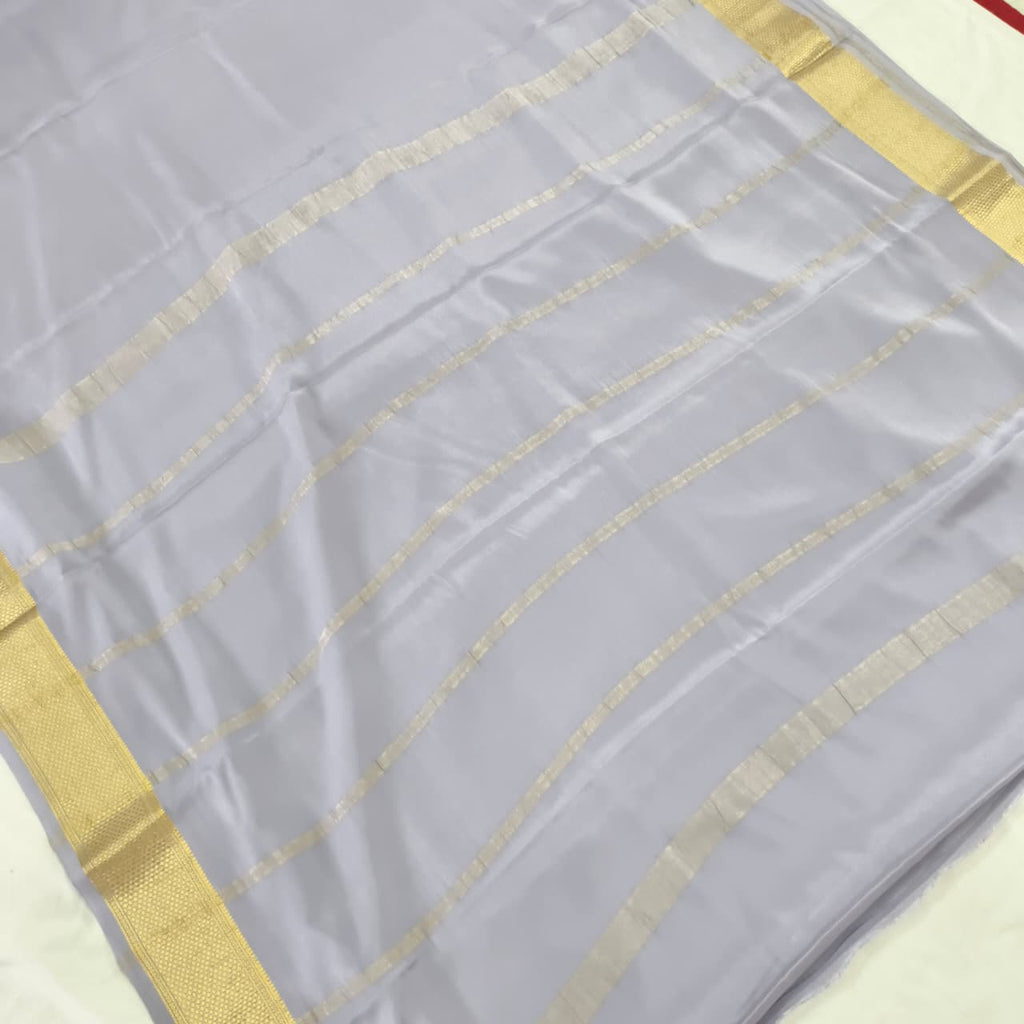 Pure Mysore Crepe Silk Saree – Grey Color (Self)
