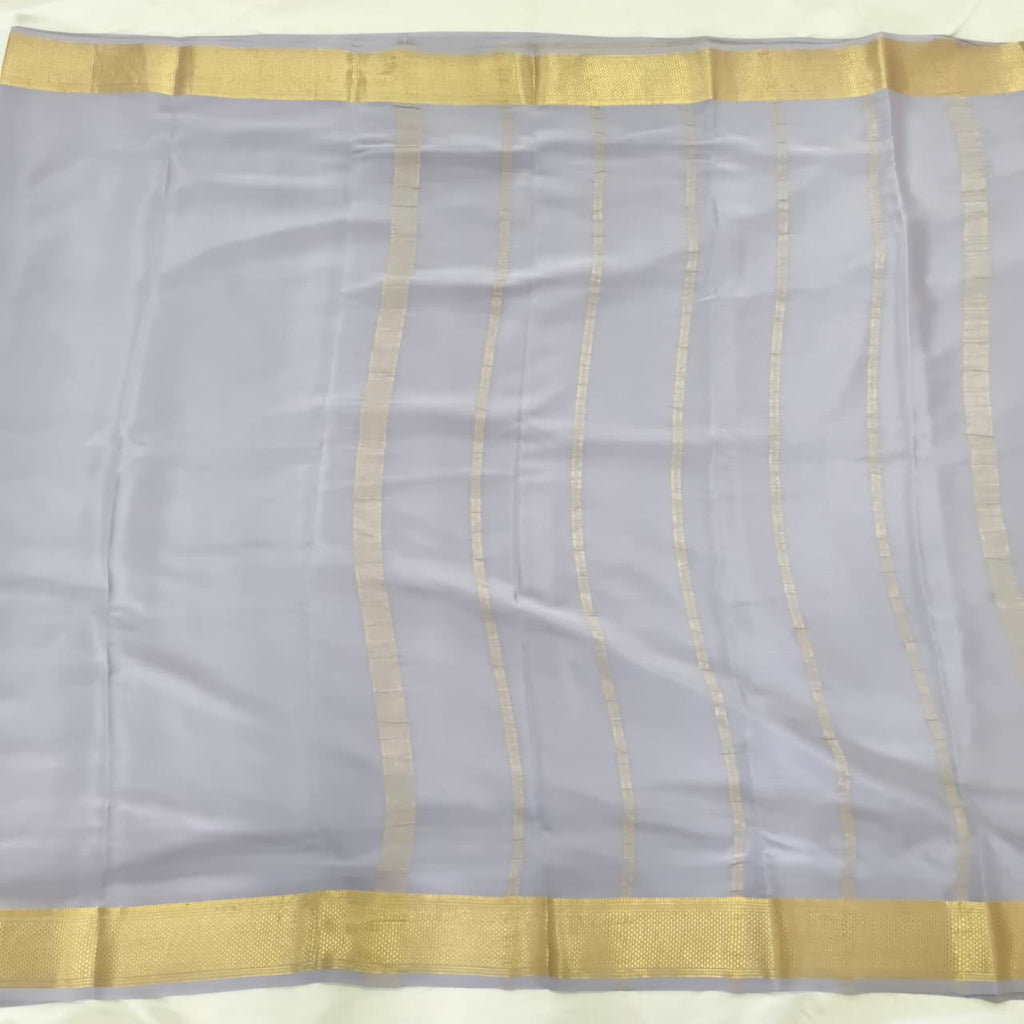 Pure Mysore Crepe Silk Saree – Grey Color (Self)