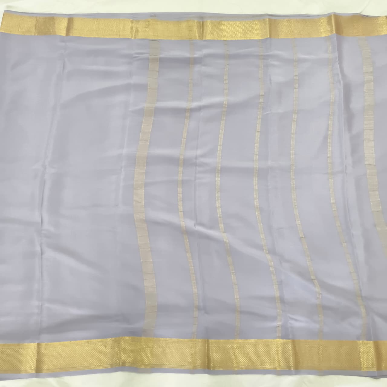 Pure Mysore Crepe Silk Saree – Grey Color (Self)