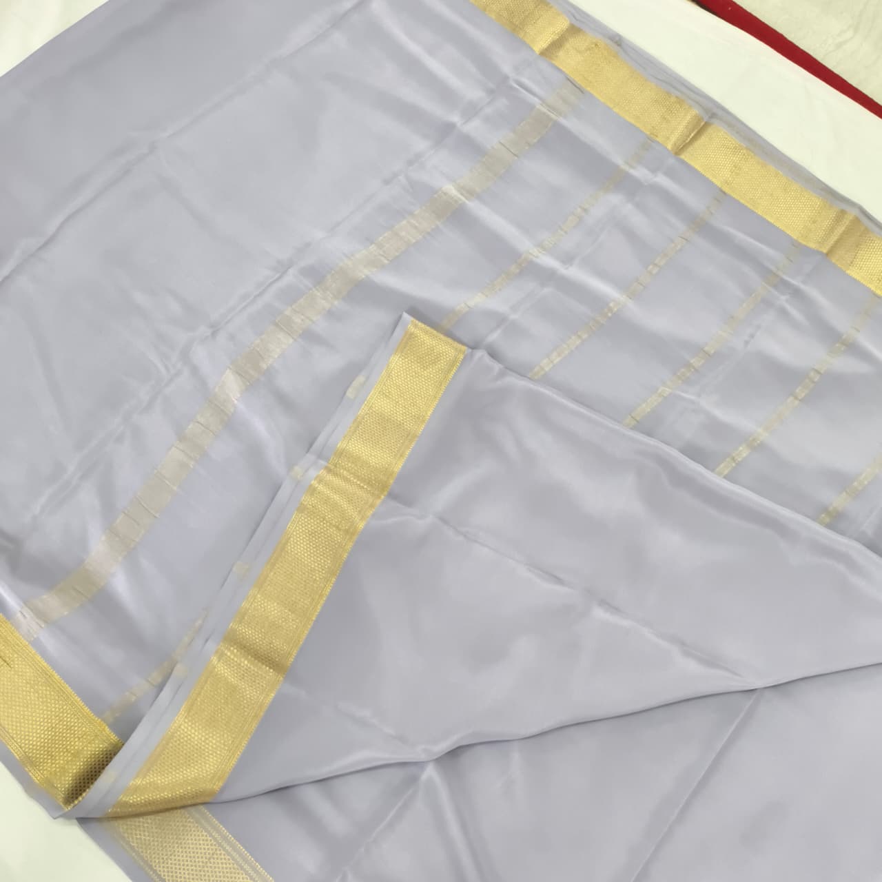Pure Mysore Crepe Silk Saree – Grey Color (Self)