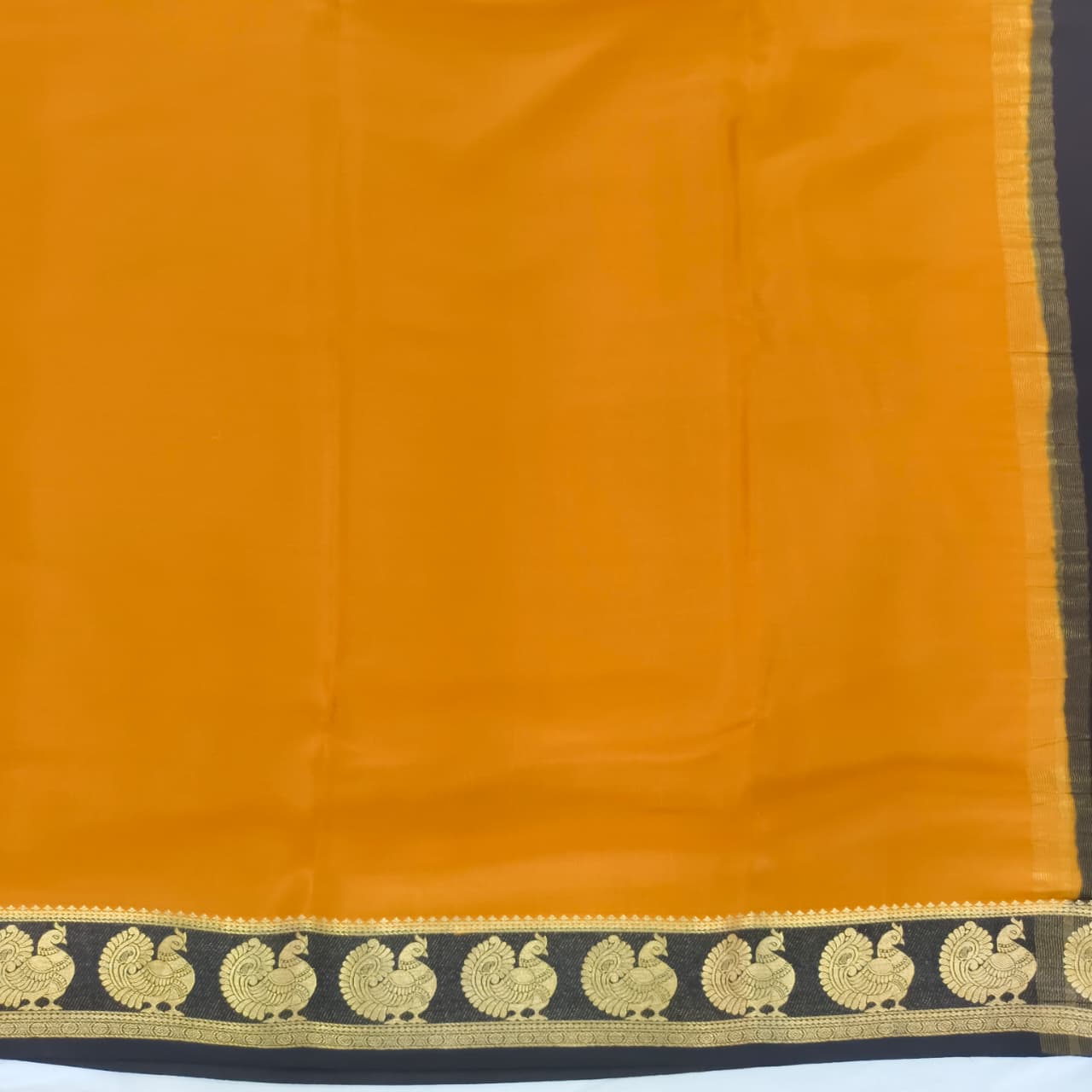 Pure Mysore Crepe Silk Saree – Mustard Yellow and Black