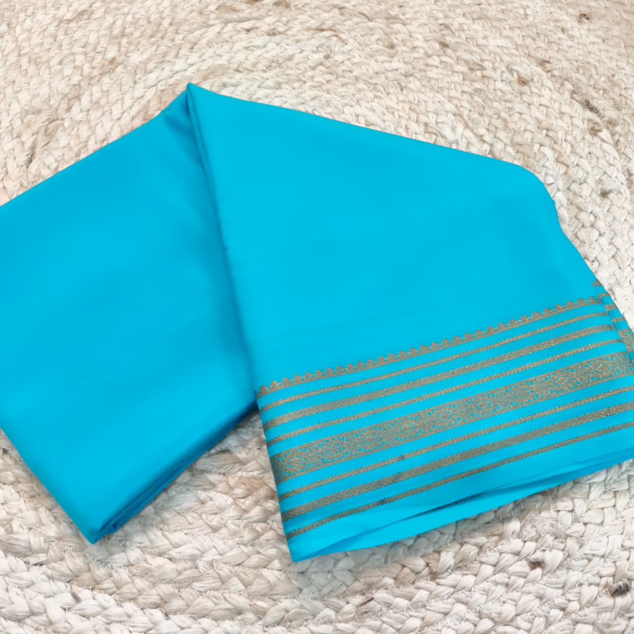 Pure Mysore Crepe Silk Saree – Light Blue (Self)