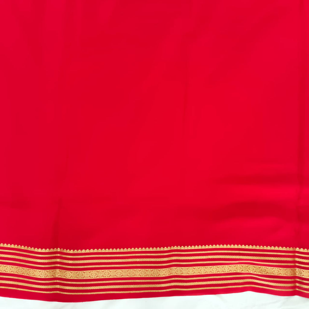 Pure Mysore Crepe Silk Saree – Red (Self)