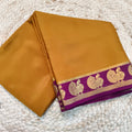 Pure Mysore Crepe Silk Saree – Dark Mustard Yellow and Magenta Pink
