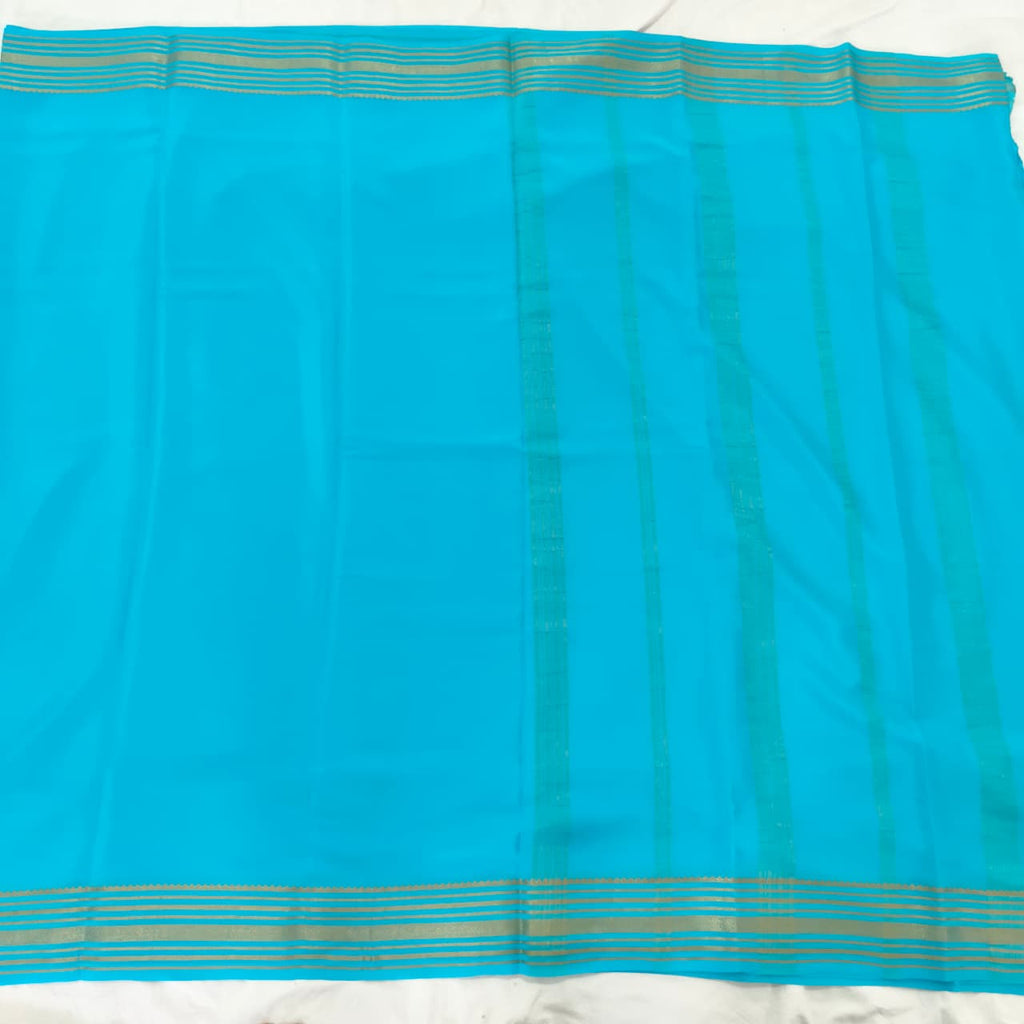 Pure Mysore Crepe Silk Saree – Light Blue (Self)
