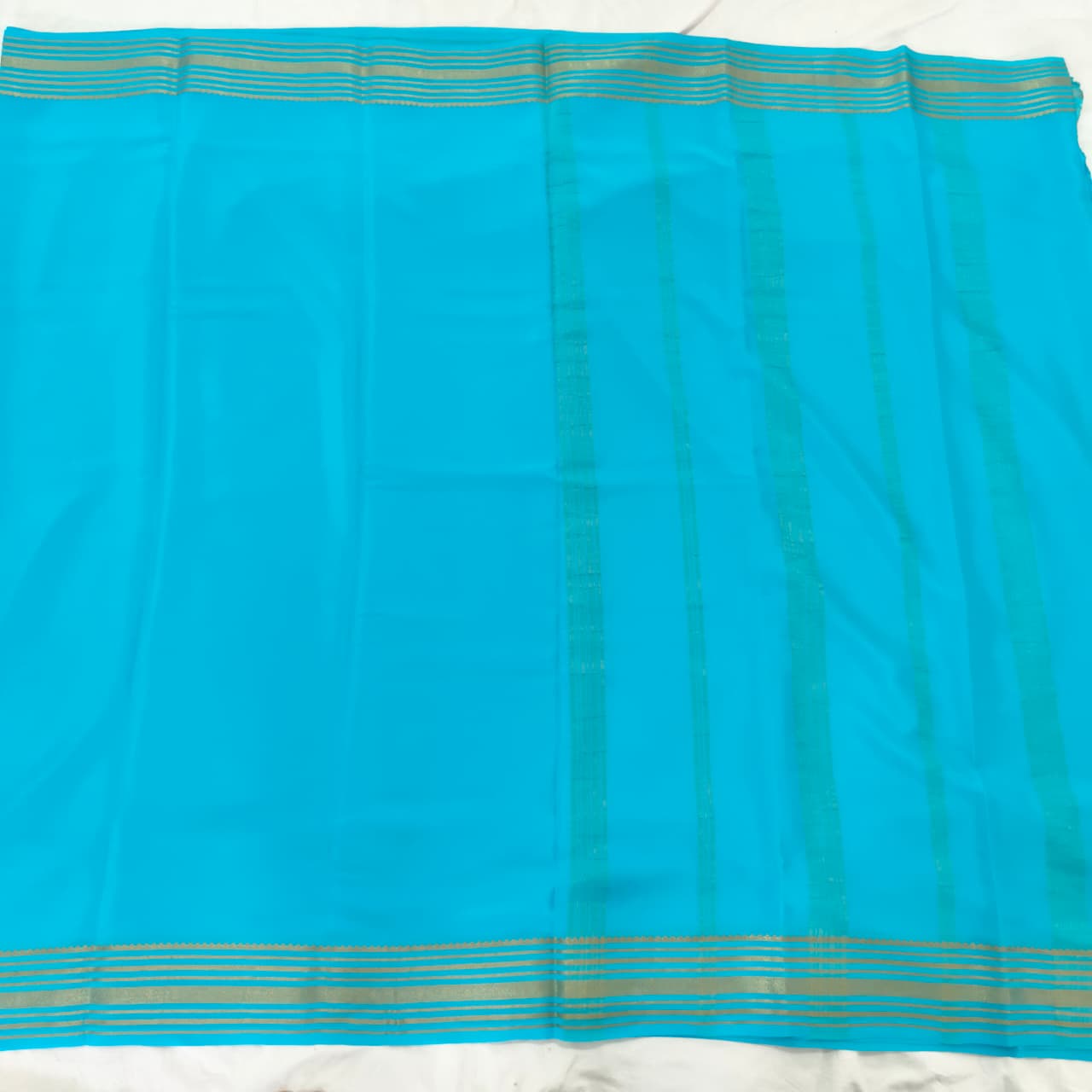 Pure Mysore Crepe Silk Saree – Light Blue (Self)