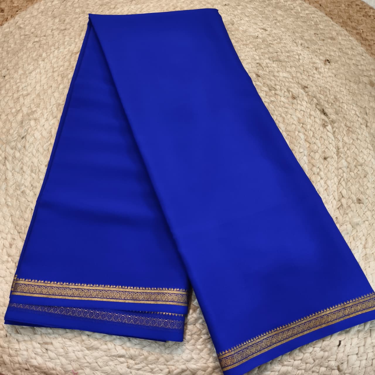 Pure Mysore Crepe Silk Saree – Royal Blue