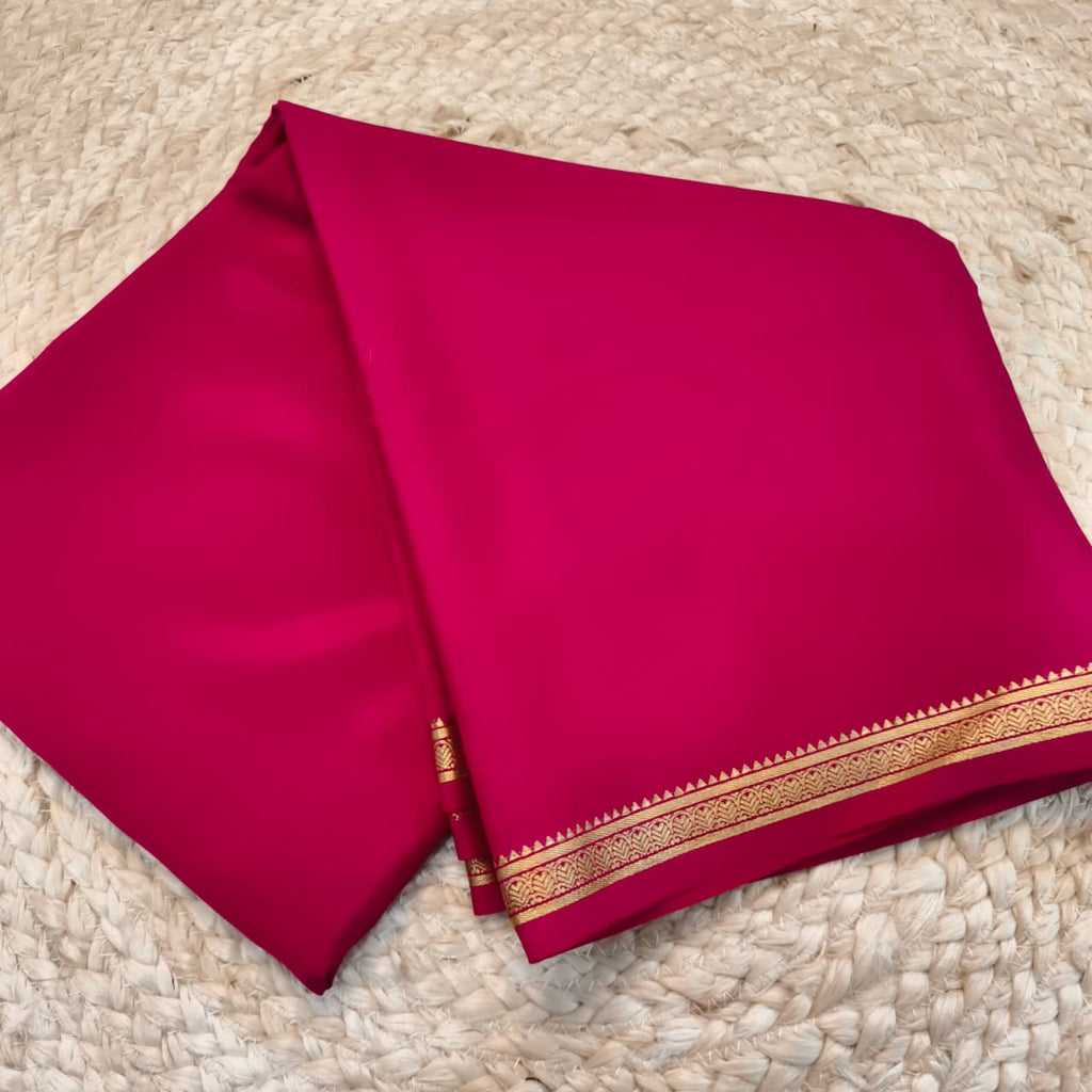 Pure Mysore Crepe Silk Saree – Rani Pink Self